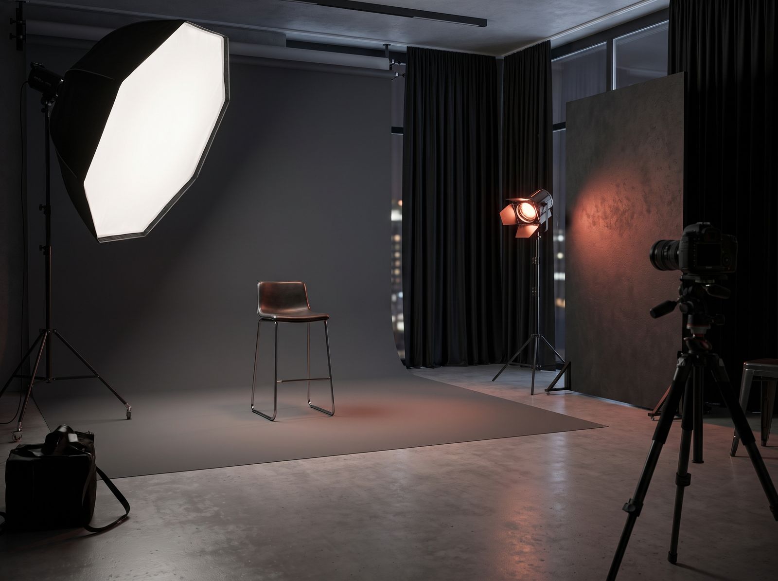 Hochwertiges Fotostudio mit Beleuchtungsrig für virtuelle Charaktere